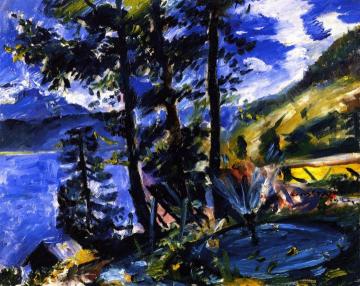 Walchensee with Fountain Artwork by Lovis Corinth