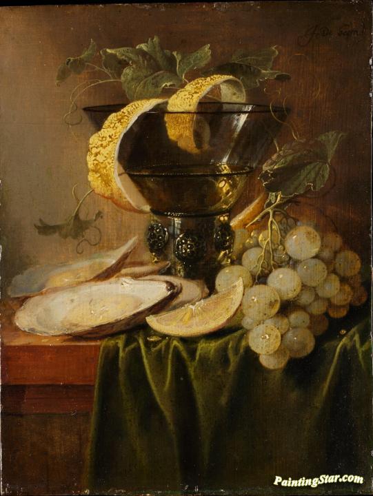 Still Life with a Glass and Oysters Artwork by Jan Davidsz De Heem