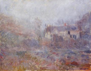 Houses at Falaise in the Fog Artwork by Claude Oscar Monet