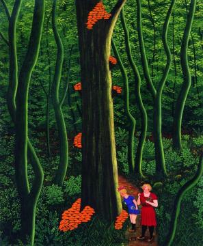 In The Woods, Tree With Mushrooms Artwork by Camille Bombois