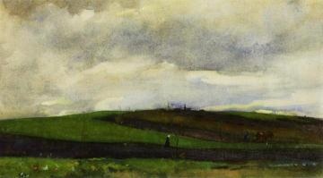 Plowing farmer in undulating landscape Artwork by Floris Arntzenius