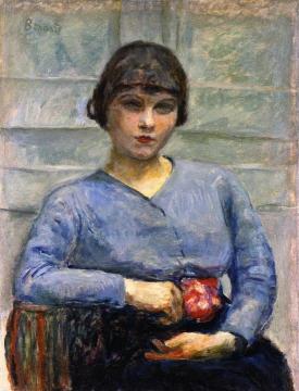 Girl In Blue, With A Rose Artwork by Pierre Bonnard