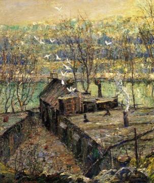 The Pigeon Coop Artwork by Ernest Lawson