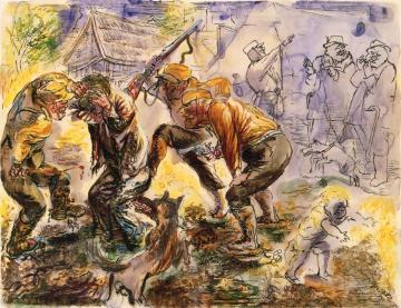 The Fight Artwork by George Grosz