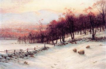 O'er Snow Clad Pastures, When The Sky Grew Red Artwork by Joseph Farquharson