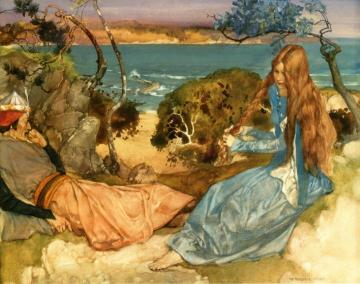 The Damsel And The Saracen Knight Artwork by Sir William Russell Flint