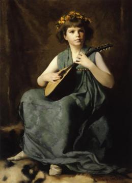 Marion Hiller Fenno at Nine as Mandolinata Artwork by Edmund Tarbell