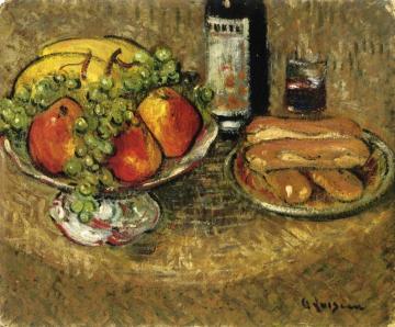 Still LIfe with Fruit with Rose Colored Bowl Artwork by Gustave Loiseau