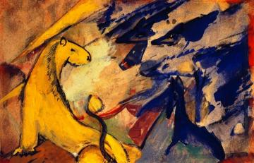 Yellow Lion, Blue Foxes, Blue Horse Artwork by Franz Marc