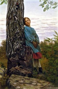 Watching the Woodpecker Artwork by John George Brown