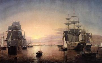 Boston Harbor at Sunset Artwork by Fitz Hugh Lane