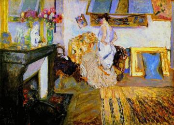 Model Undressing in the Studio, rue Truffaut Artwork by Edouard Vuillard