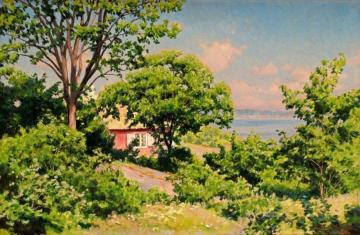 Cottage by the water Artwork by Johan Krouthén