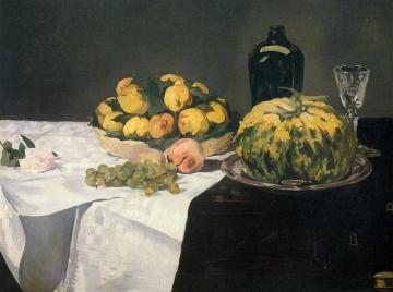 Still Life with Melon and Peaches Artwork by Edouard Manet