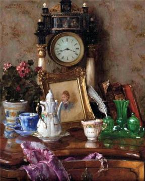Still Life With Clock Artwork by Joseph Schuster