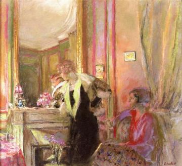 Gabrielle Jonas And Her Daughter Irene Montanet By The Fireplace Artwork by Edouard Vuillard