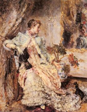 An Elegant Lady With Her Dog Artwork by Edouaro Leon Garrido