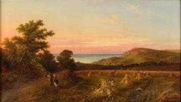 Grain Harvest On The English Coast Artwork by Walter Williams