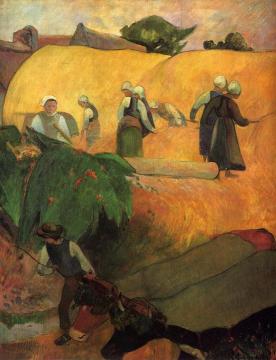 Haymaking in Brittany Artwork by Paul Gauguin