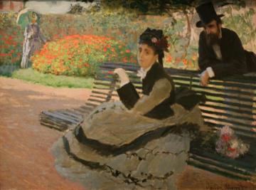 Camille Monet on a Garden Bench Artwork by Claude Oscar Monet