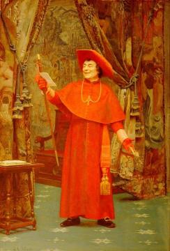 Cardinal Reading a Letter Artwork by Jehan Georges Vibert