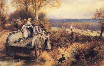 A Peep at the Hounds, Here They Come! Artwork by Myles Birket Foster