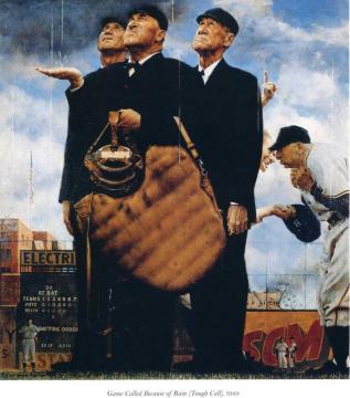 Game Called Because Of Rain Artwork by Norman Rockwell