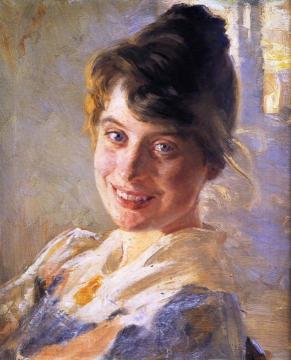 Portrait of the Artist's Wife Marie Artwork by Peder Severin Kroyer