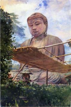 The Great Statue of Amida Buddha at Kamakura, Known as the Diabutsu, from the Priest's Garden Artwork by John La Farge
