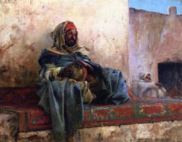 Playing The Derbakeh, Biskra Artwork by Charles James Theriat