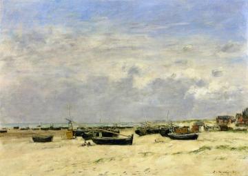 Berck, Boats aground on the Beach Artwork by Eugène-Louis Boudin