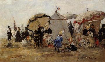 Woman and Children on the Beach at Trouville Artwork by Eugène-Louis Boudin