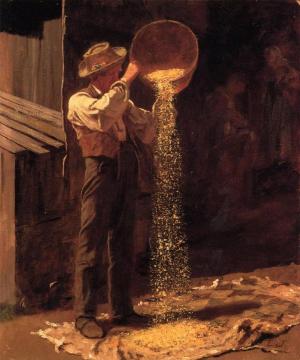 Winnowing Grain Artwork by Eastman Johnson