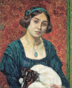 Young lady with a dog Artwork by Theo van Rysselberghe