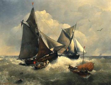 At Sea in Rough Waters Artwork by Andreas Achenbach