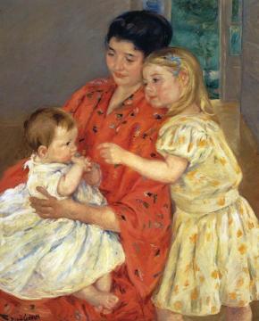 Mother and Sara Admiring the Baby Artwork by Mary Cassatt