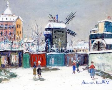 The Moulin de la Galette in the Snow, Montmartre Artwork by Maurice Utrillo