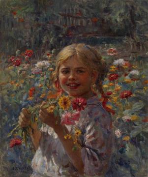 Girl In A Garden Artwork by Fedot Sychkov