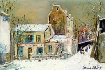 The Lapin Agile, Snow Effect Artwork by Maurice Utrillo