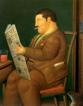 Man Reading A Paper Artwork by Fernando Botero