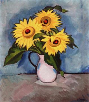 Sunflowers Artwork by Hermann Max Pechstein