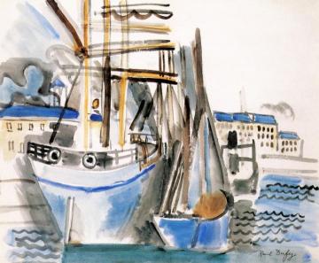 Boats in Port Artwork by Raoul Dufy