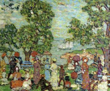 Park Scene Near Bay Artwork by Maurice Prendergast