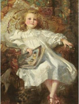 Portrait Of A Young Girl In A White Dress And Sandals Artwork by Francis Owen Salisbury