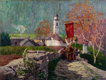 Procession to Prestinone in Vigezzo Artwork by Carlo Fornara