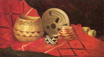 West Coast Indian Baskets On A Blanket Artwork by Jules Tavernier