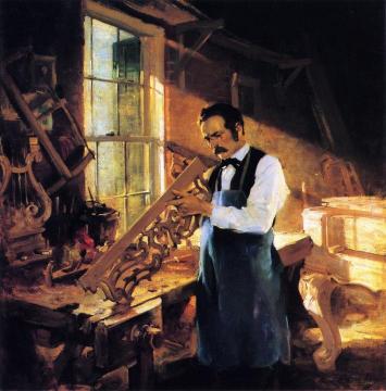 Henry Engelhard Steinway At His Workbench Artwork by Charles E. Chambers