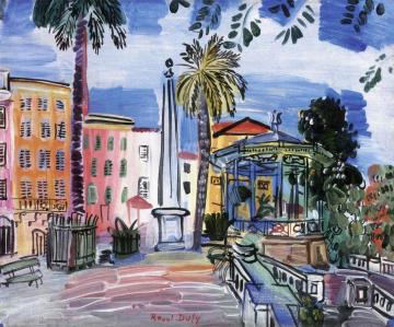 The Place D'hyeres: The Obelisk And Music Kiosk Artwork by Raoul Dufy