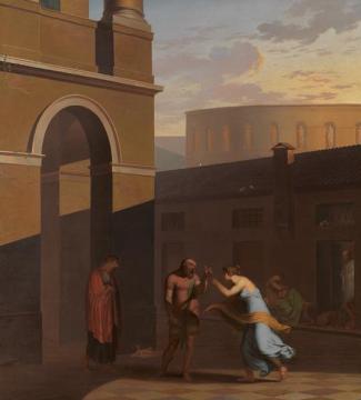 Davus Speaks With Mysis. Scene From Terence's Andria Artwork by Nicolai Abraham Abildgaard