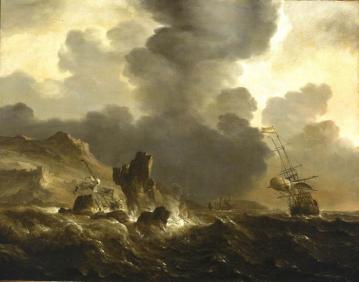 A Dutch Ship Wrecked on a Rocky Coast Artwork by Ludolf Bakhuizen